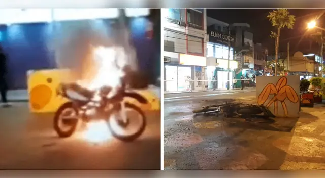 Vecinos queman motocicleta de delincuentes en Magdalena.