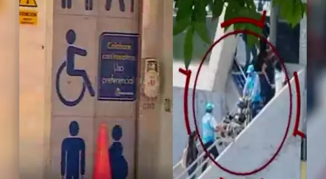 Personal de la ATU carga a personas con discapacidad para que aborden buses del Metropolitano. Personal de la ATU carga a personas con discapacidad para que aborden buses del Metropolitano.