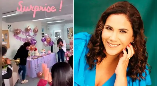 Andrea Llosa recibió fiesta sorpresa por su cumpleaños.