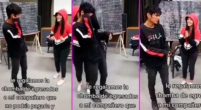 El adolescente no pudo evitar las lágrimas al ver el regalo de sus amigos.