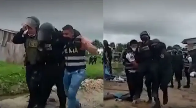 Los invasores esperaron a los efectivos PNP con machetes y palos. Los invasores esperaron a los efectivos PNP con machetes y palos.