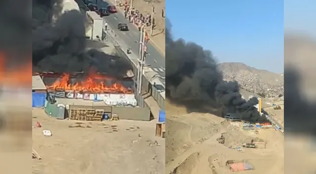 Incendio de grandes proporciones se registró en depósito del Rímac. Incendio de grandes proporciones se registró en depósito del Rímac.