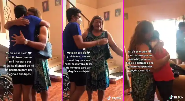 El señor quiso sorprender a sus sobrinos en el día de la madre.