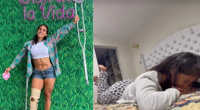 Allison Pastor adolorida con su lesión en la rodilla.