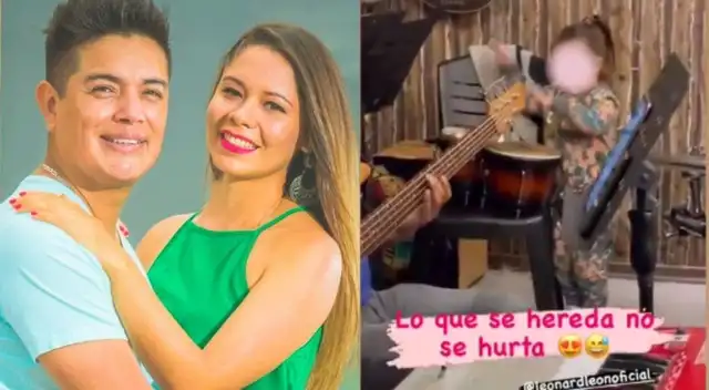Leonard León presume a su hijita de 3 años tocando el bajo
