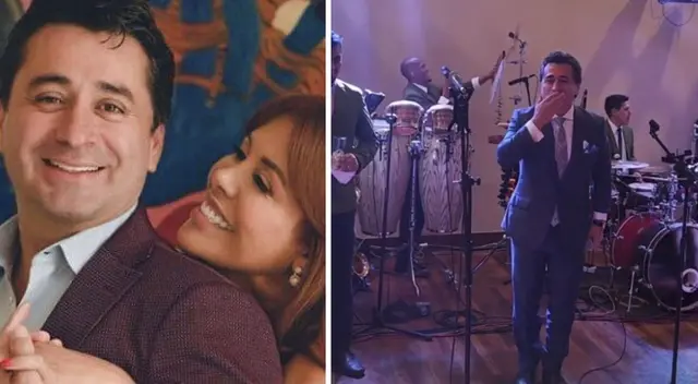 Magaly Medina muestra en sus redes a su esposo cantando en evento.