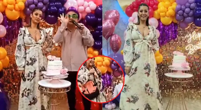 Metiche bromea con el regalo que le dio la producción a Karla Tarazona. Metiche bromea con el regalo que le dio la producción a Karla Tarazona.