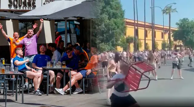 Hinchas se pelaron en Sevilla en la previa de la final.