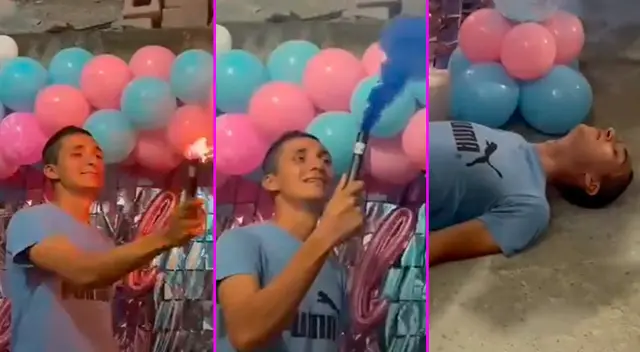 El hombre no pudo con la sorpresa y acabó en el piso. El hombre no pudo con la sorpresa y acabó en el piso.