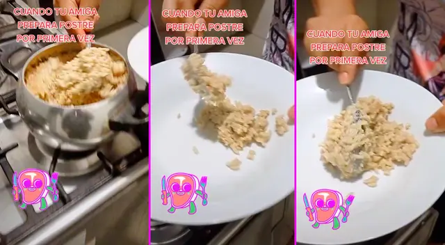 La joven no pensó que su arroz con leche quedaría de esa manera. La joven no pensó que su arroz con leche quedaría de esa manera.