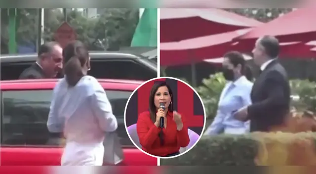 Lizbeth Cueva y abogado de Melissa Paredes juntos.