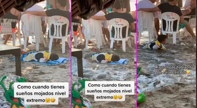 El menor estaba dormido tranquilamente cuando la ola lo despertó.