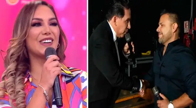 Isabel Acevedo emocionada al ver a su pareja en TV.