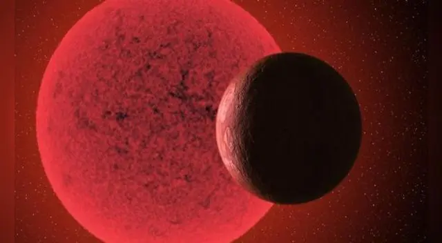 Ilustración de la enana roja GJ 740, estrella que atrae consigo a una supertierra.