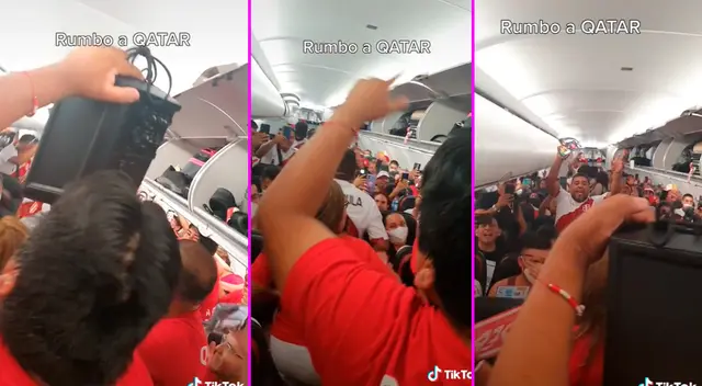 Los hinchas celebraron todo el vuelo rumbo a Qatar. Los hinchas celebraron todo el vuelo rumbo a Qatar.
