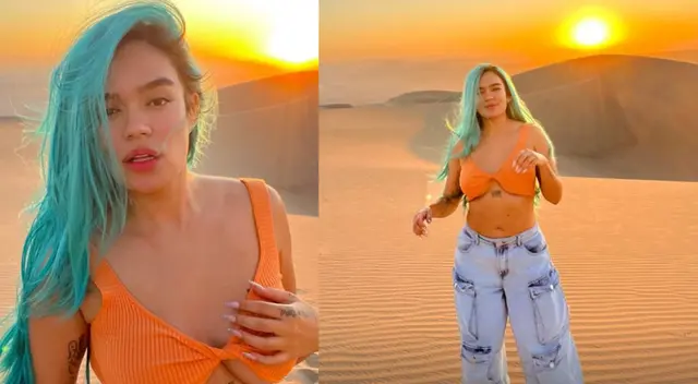 Karol G comparte fotos y videos de su paseo en las dunas del desierto de Ica