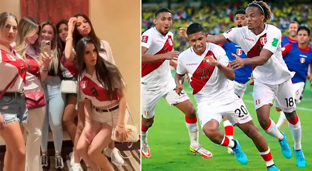 Esposa de Cueva y Yotún juntas alentando a la selección.