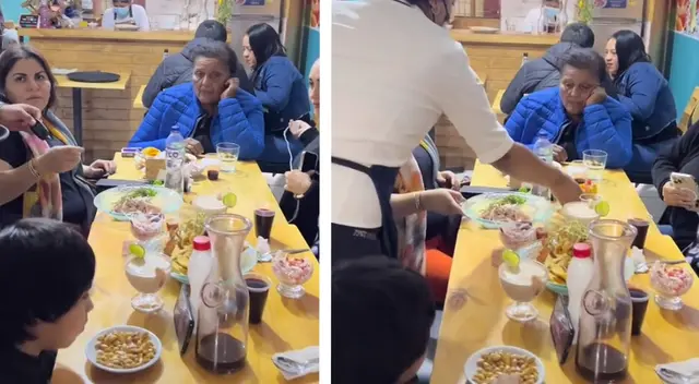 Doña Peta captada en restaurante.