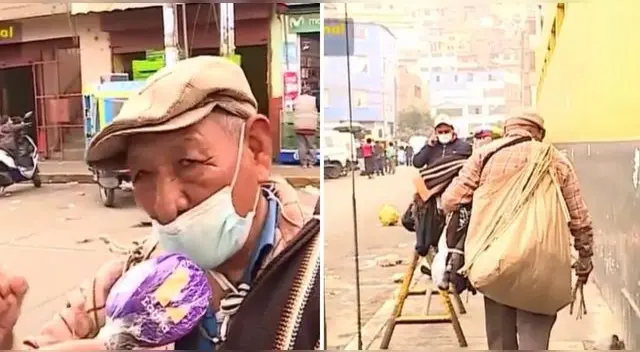 Don Juan de 81 años se dedica a vender chalinas para afrontar la crisis económica que se vive.