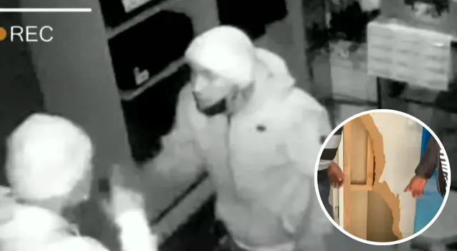 Para entrar, ambos delincuentes hicieron un forado en una iglesia adyacente al negocio.