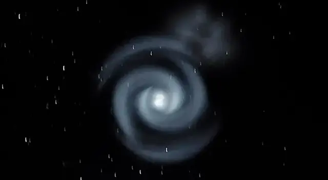 Una espiral de luces azules vista desde la Isla Stewart/Rakiura, Nueva Zelanda, el domingo.