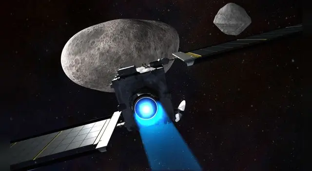 La nave DART planea impactar contra el asteroide binario Didymo-Dimorphos para alterar su órbita y cambiar su dirección. Foto: NASA