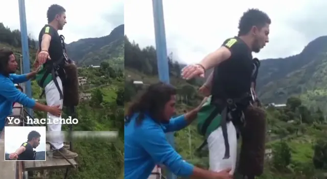 Joven protagonizó una llamativa escena haciendo puenting y se vuelve viral en las redes sociales.