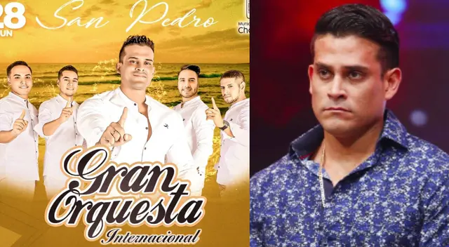 Christian Domínguez varado junto a su orquesta.