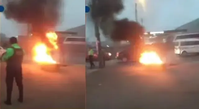 Paro de transporte público: reportan bloqueo de vías y quema de llantas en Puente Piedra [VIDEO]