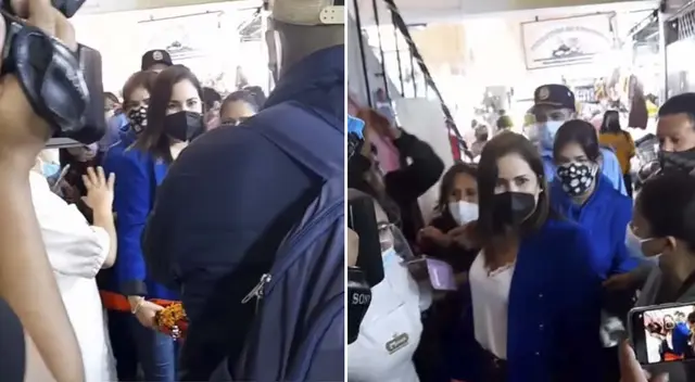 Andrea Llosa visitó Trujillo para brindar charla motivacional. Llamó la atención en Mercado Central.