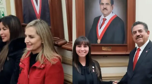 María del Carmen decidió enmarcar el rostro de Manuel Merino y colocarlo en el Parlamento.