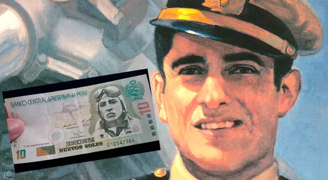 En el billete de 10 soles aparece el célebre aviador José Abelardo Quiñones Gonzales y su avioneta de color verde.