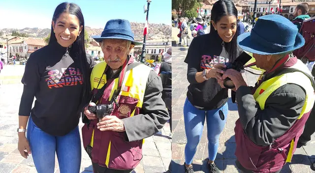 Emocionada con don Serapio en la Plaza de Arnas de la Ciudad Imperial. Emocionada con don Serapio en la Plaza de Arnas de la Ciudad Imperial.