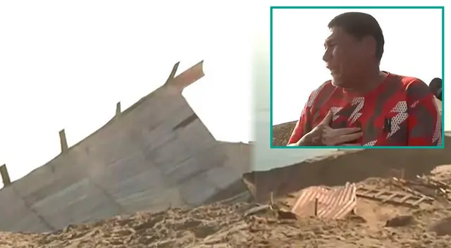 Vivienda de material noble se desploma en medio de arenal de Ancón.