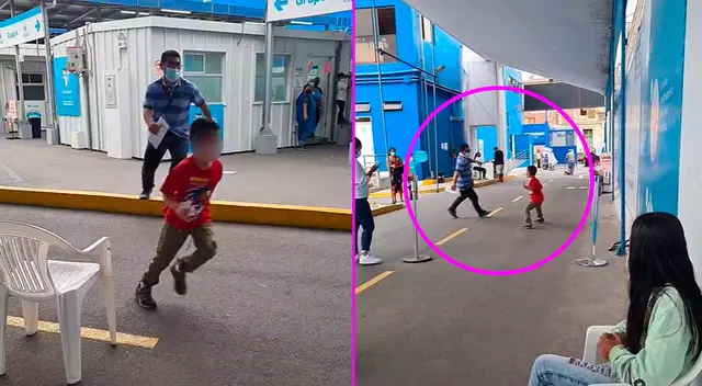 El pequeño hizo correr a su padre por todo el centro de vacunación. El pequeño hizo correr a su padre por todo el centro de vacunación.