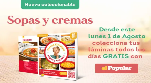 Este lunes 1 de agosto sale el coleccionable de “Teresa Ocampo, sopas y cremas”