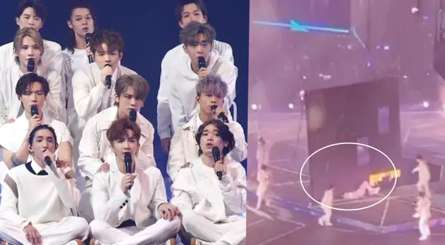 Pantalla gigante cae sobre integrantes del grupo Mirror. Pantalla gigante cae sobre integrantes del grupo Mirror.