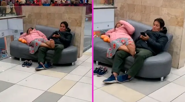 La pareja durmió plácidamente en el sillón.