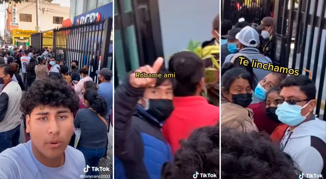 Los clientes que hacían largas filas creyeron en las palabras del hombre y tuvieron todo tipo de reacciones.