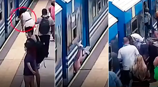 En las imágenes se ve cómo los demás pasajeros se mostraron consternados a posible fatal desenlace.