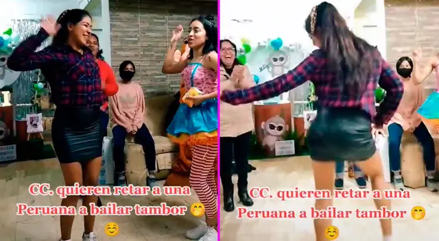 La joven peruana causó sensación en la fiesta.