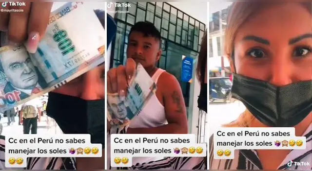 La extranjera no sabía el valor del billete de 100 soles y pensó que la estaban estafando. El video no ha tardado en volverse viral en TikTok.