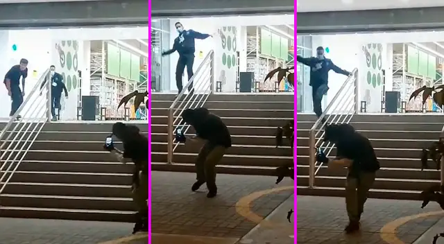 El agente trató de detener al muchacho, pero un mal paso lo hizo caer.