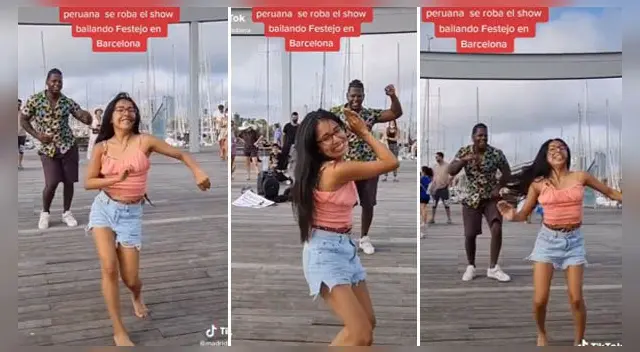 Peruana generó furor bailando festejo en España, la escena se ha vuelto viral en la red social Tiktok.