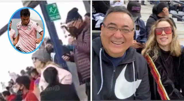 Jorge Cuba es captado al lado de Ale Venturo alentando al Gato Cuba.