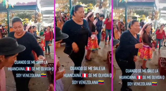  La ciudadana venezolana hizo de las suyas y alegró a los clientes de un mercado peruano.   