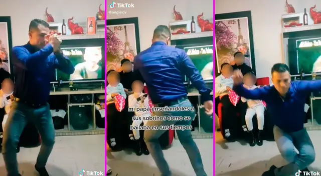 El padre de familia demostró sus mejores pasos de baile.