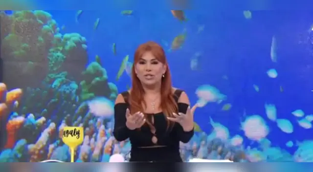 Magaly Medina feliz en la TV. Magaly Medina feliz en la TV.