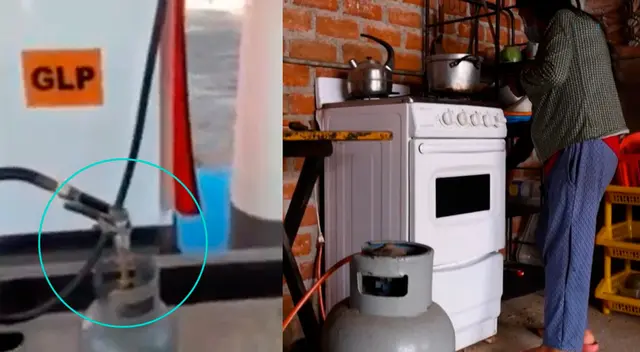 Usuario llena balón de gas en grifo de su distrito.