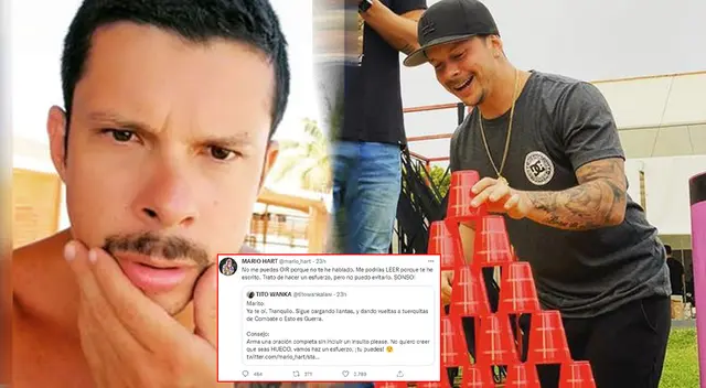 Mario Hart le dice sonso a usuario en Twitter, y este le recuerda su época de 'Combate' y 'Esto es guerra'.